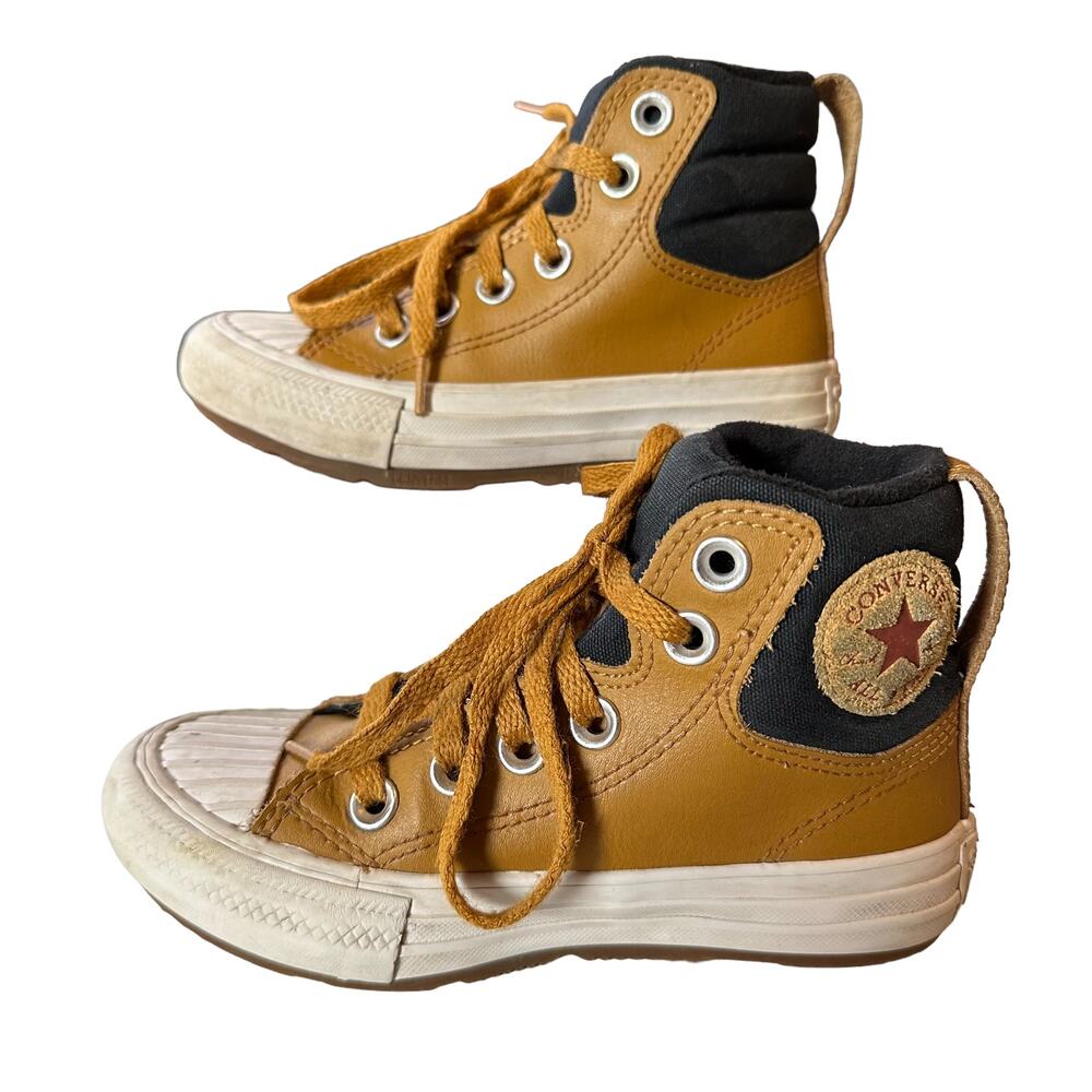 Converse Kids Leather Chuck Taylor All Star Berkshire Boot Brown Sz 12.5 Fleece